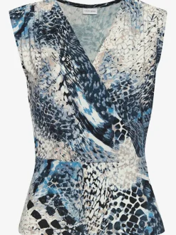 Débardeur à encolure en V dégagée avec motif animalier et couture flatteuse
