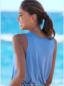 Débardeur à encolure fendue et boucle décorative en viscose
