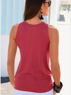 Débardeur à encolure fendue et boucle décorative en viscose