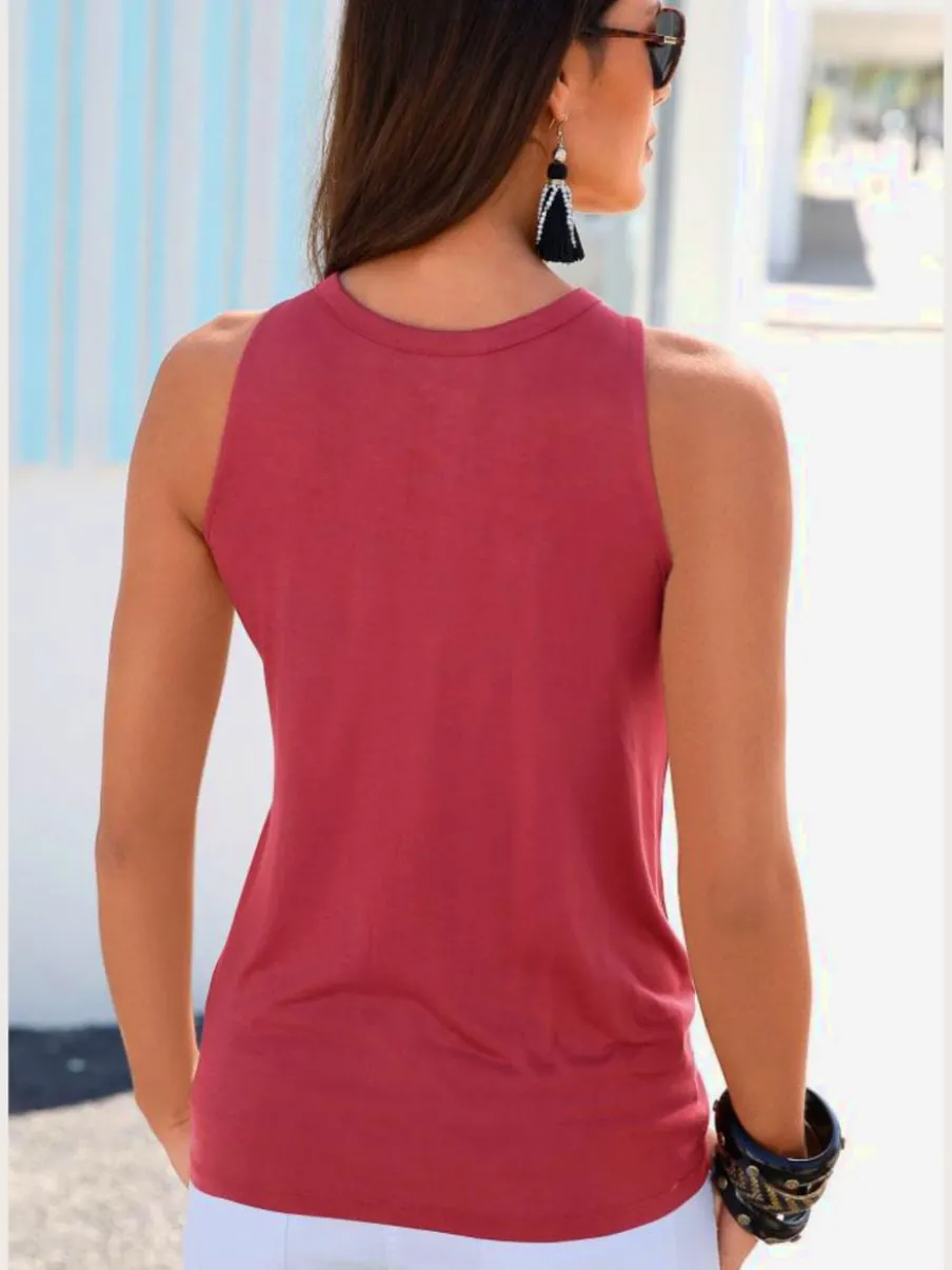 Débardeur à encolure fendue et boucle décorative en viscose