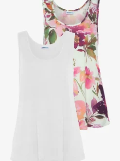 Débardeur à encolure ronde dégagée avec motif fleuri et coupe décontractée