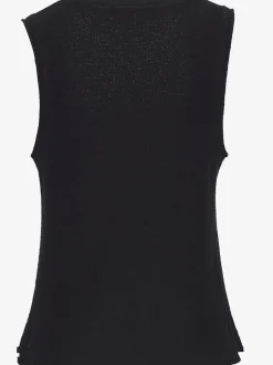 Débardeur à encolure ronde sans manches en tricot léger avec ourlet fendu