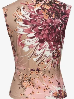 Débardeur encolure V avec motif floral et épaules froncées