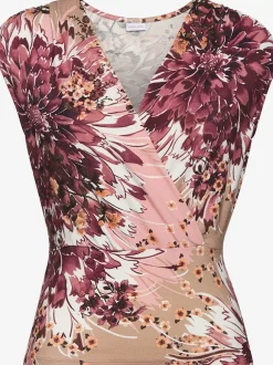 Débardeur encolure V avec motif floral et épaules froncées