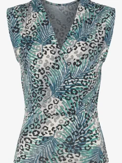 Débardeur encolure V avec motifs animaliers et couture flatteuse