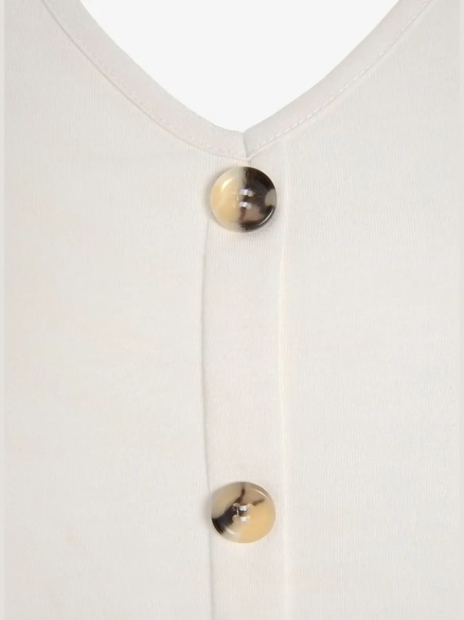 Débardeur à encolure V avec patte de boutonnage décorative et boutons imitation corne