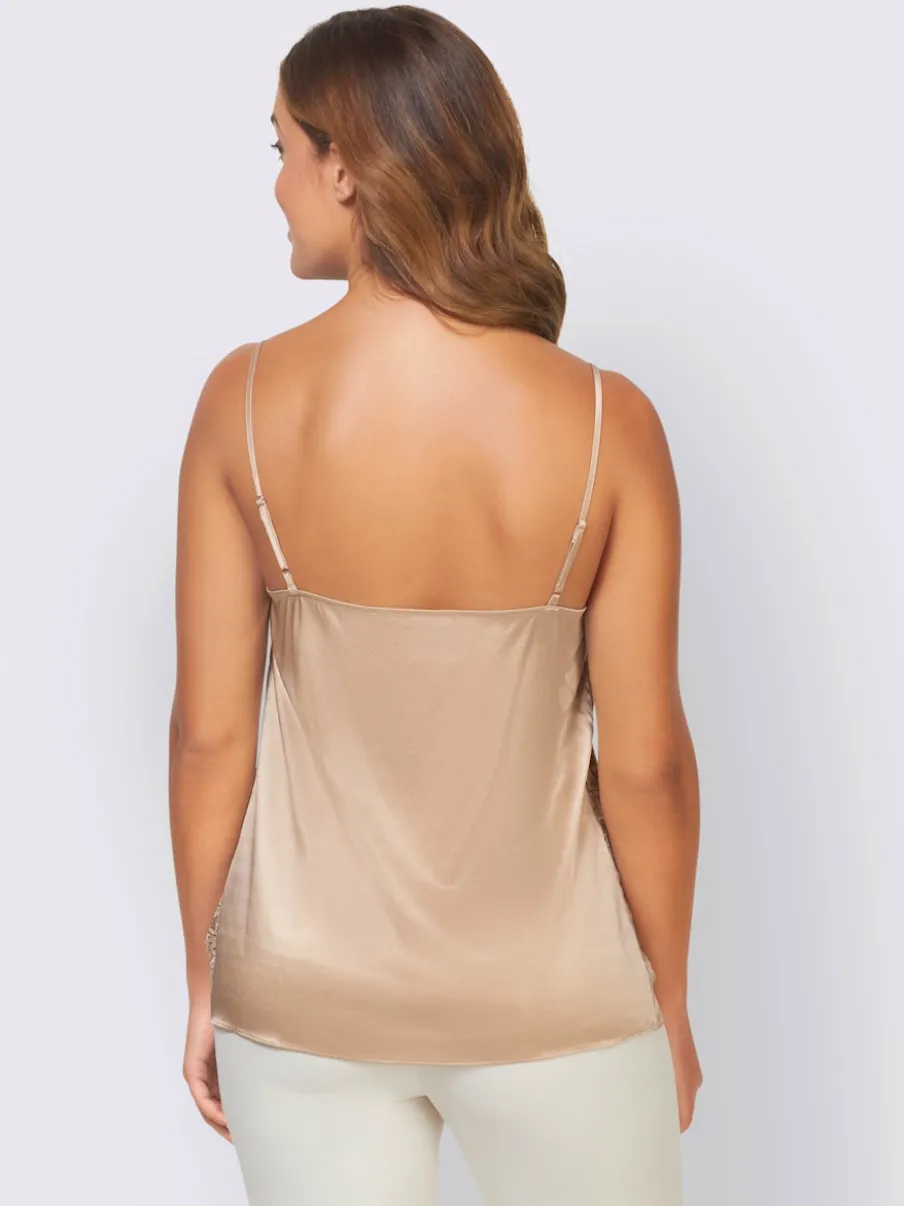 Débardeur en satin avec dentelle et bretelles fines