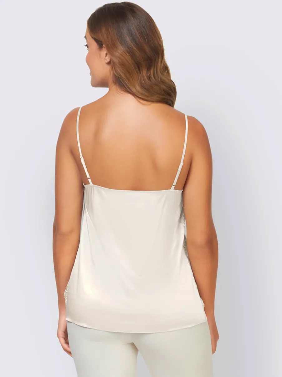 Débardeur en satin avec dentelle et bretelles fines