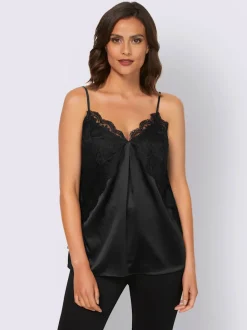 Débardeur en satin avec dentelle et bretelles fines