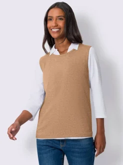 Débardeur en tricot avec encolure ronde et fentes latérales