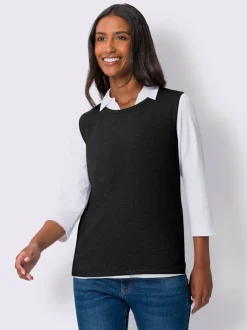 Débardeur en tricot avec encolure ronde et fentes latérales