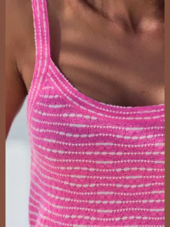 Débardeur en tricot avec rayures en fils teintés et finition côtelée