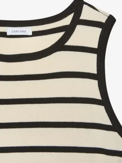 Débardeur en tricot à bretelles larges avec col rond et rayures marinière