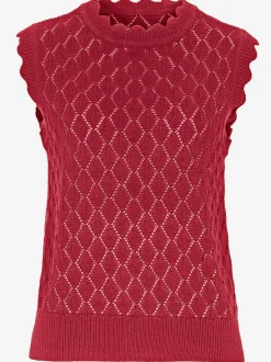 Débardeur en tricot à col rond et mancherons avec motif ajouré