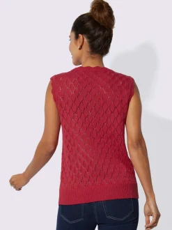 Débardeur en tricot à col rond et mancherons avec motif ajouré