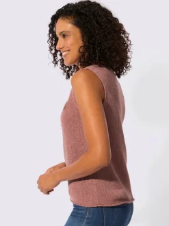 Débardeur en tricot à col rond et sans manches avec empiècement décoratif
