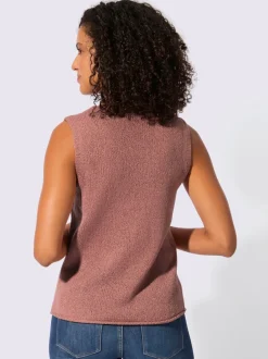 Débardeur en tricot à col rond et sans manches avec empiècement décoratif