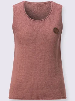 Débardeur en tricot à col rond et sans manches avec empiècement décoratif
