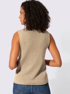 Débardeur en tricot à col rond et sans manches avec empiècement décoratif