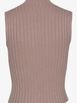 Débardeur en tricot côtelé à col montant et coupe ajustée