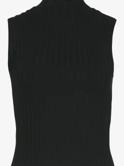 Débardeur en tricot côtelé à col montant et coupe ajustée