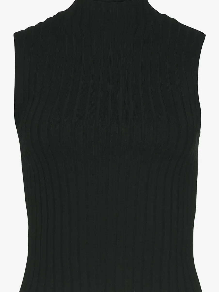 Débardeur en tricot côtelé à col montant et coupe ajustée
