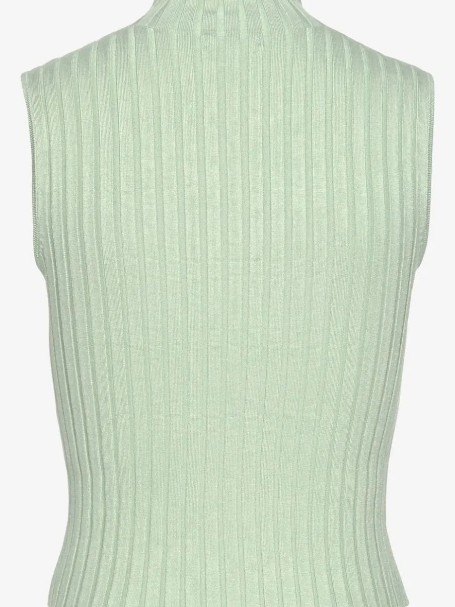 Débardeur en tricot côtelé à col montant et coupe ajustée