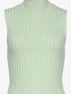 Débardeur en tricot côtelé à col montant et coupe ajustée