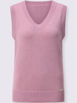 Débardeur en tricot doux avec col en V côtelé