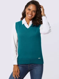 Débardeur en tricot doux avec col en V côtelé