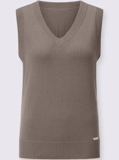 Débardeur en tricot doux avec col en V côtelé