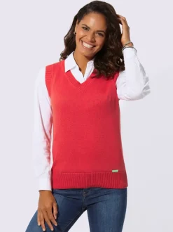 Débardeur en tricot doux avec col en V côtelé