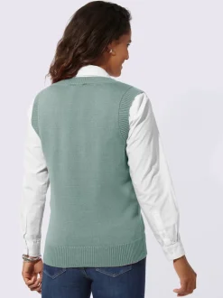 Débardeur en tricot doux avec col en V côtelé
