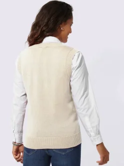 Débardeur en tricot doux avec col en V côtelé