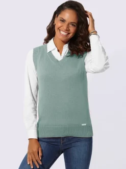 Débardeur en tricot doux avec col en V côtelé