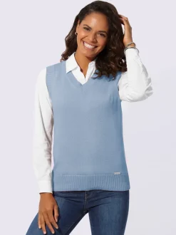 Débardeur en tricot doux avec col en V côtelé