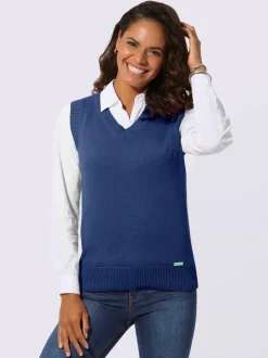 Débardeur en tricot doux avec col en V côtelé