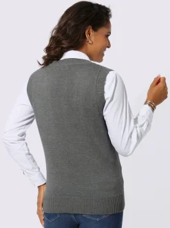 Débardeur en tricot doux avec col en V côtelé