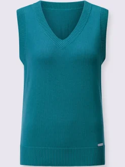 Débardeur en tricot doux avec col en V côtelé