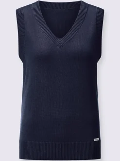 Débardeur en tricot doux avec col en V côtelé