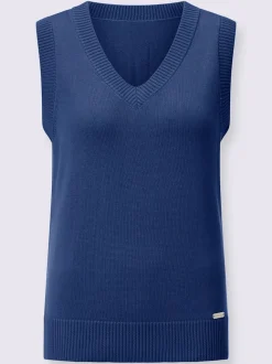 Débardeur en tricot doux avec col en V côtelé