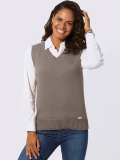 Débardeur en tricot doux avec col en V côtelé