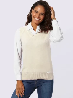 Débardeur en tricot doux avec col en V côtelé