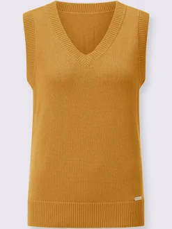 Débardeur en tricot doux avec col en V côtelé