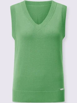 Débardeur en tricot doux avec col en V côtelé