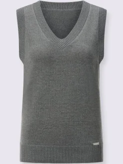 Débardeur en tricot doux avec col en V côtelé
