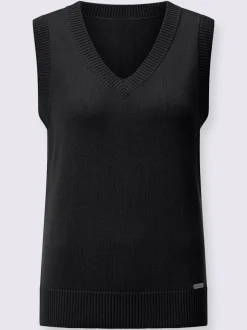 Débardeur en tricot doux avec col en V côtelé