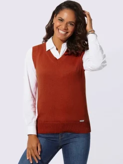 Débardeur en tricot doux avec col en V côtelé