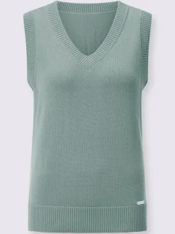 Débardeur en tricot doux avec col en V côtelé