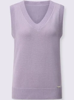 Débardeur en tricot doux avec col en V côtelé